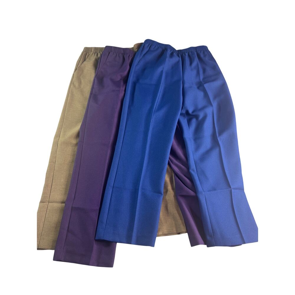 Alfred Dunner Pants Womens 8P Petite NWT Lot of 3 Pull On Taupe Blue Purple